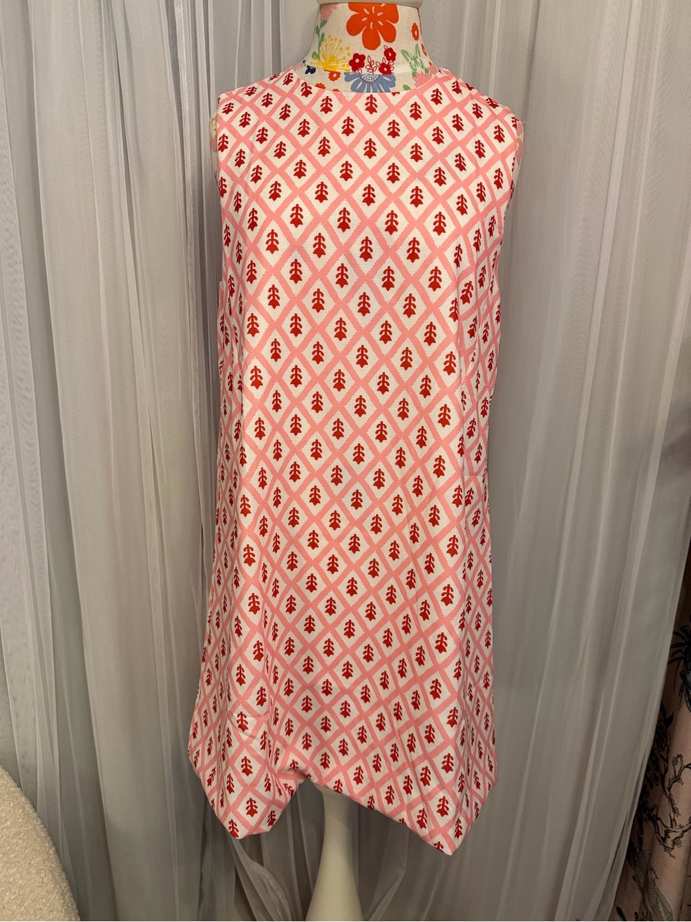 Sleeveless Pink and Red Mini Dress